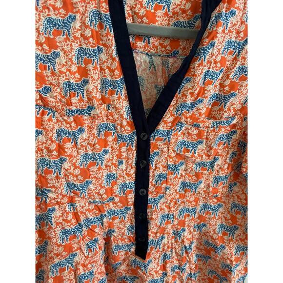 Anthropologie Top Women's 4 Vanessa Virginia Honore Tiger Popover Blouse - Picture 4 of 10